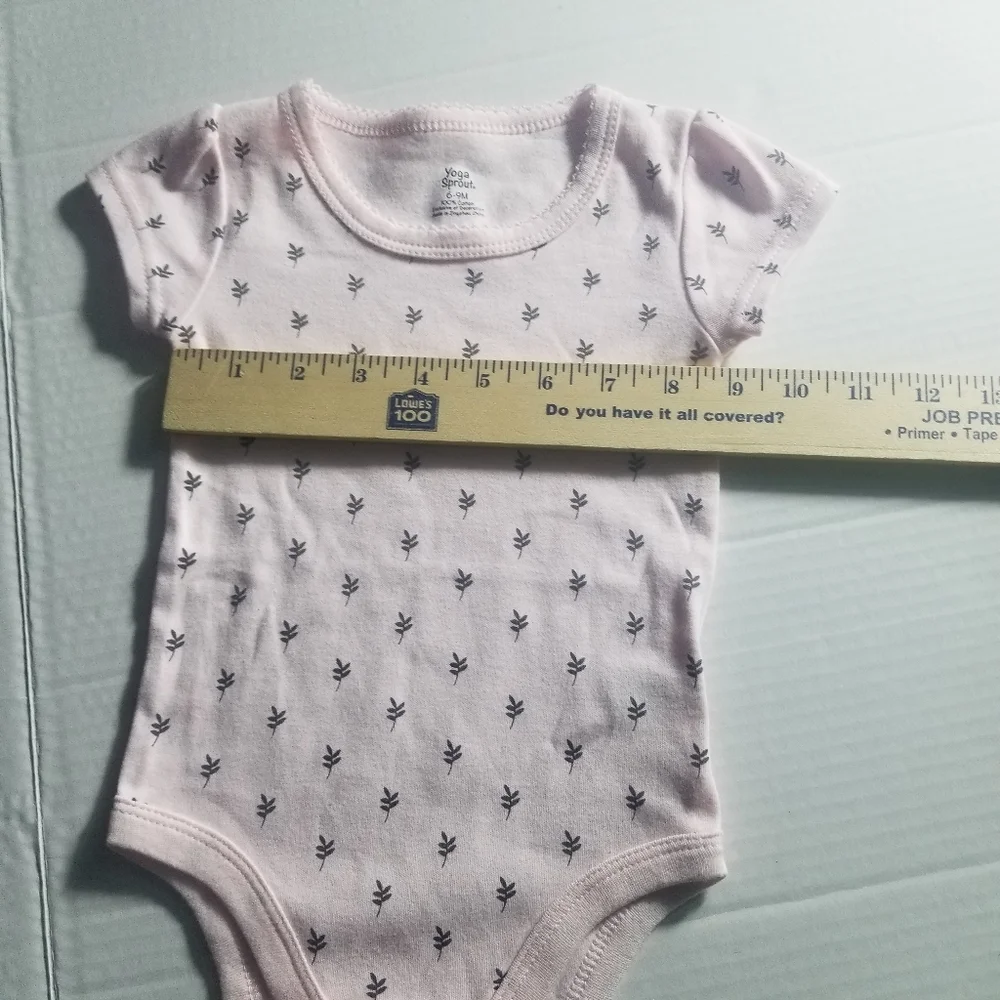YOGA SPROUT BABY GIRL'S PINK ONESIE BODYSUIT SIZE 6 TO 9 MONTHS 100% COTTON